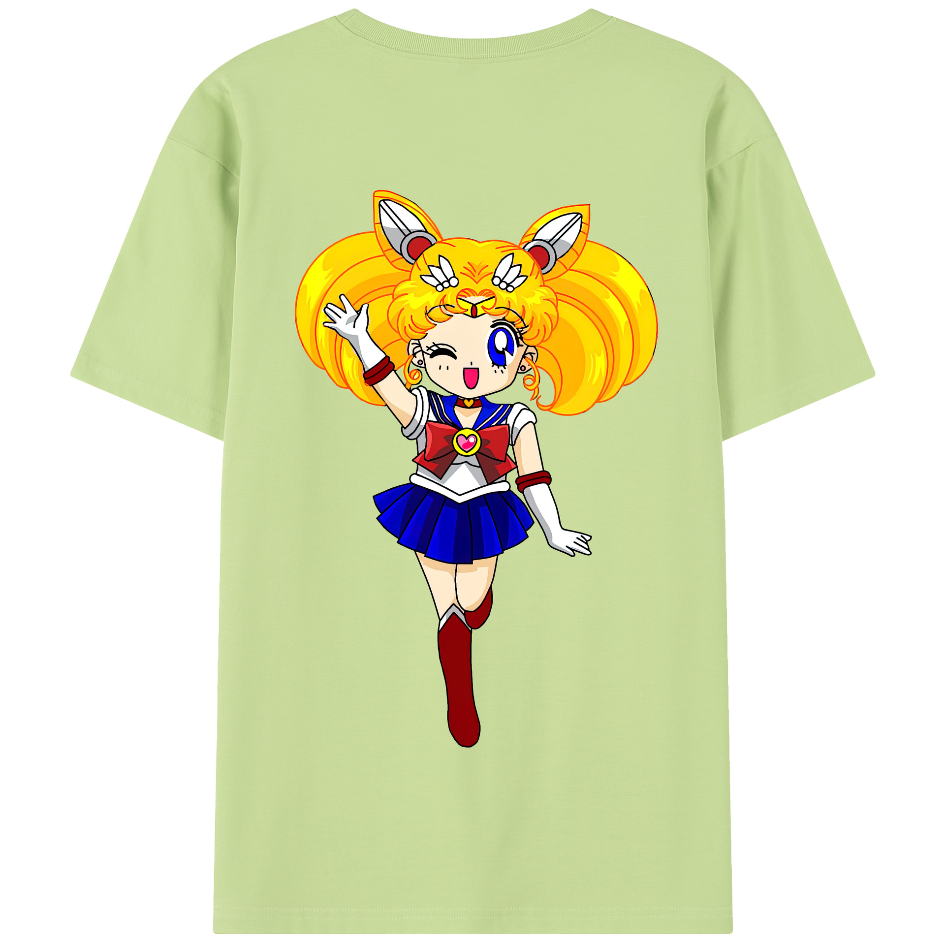 （画像用） 美少女戦士セーラームーン 月野 うさぎ つきの うさぎ Sailor Moon Tsukino Usagi 綿100％半袖Tシャツ（背面プリント）